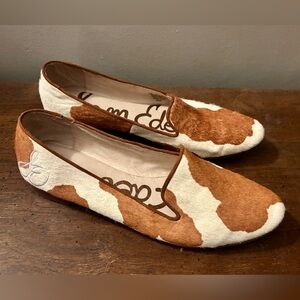 Sam Edelman Alvin Brown Cowhide Cow Print Slip On Flats Size 7.5 Womens